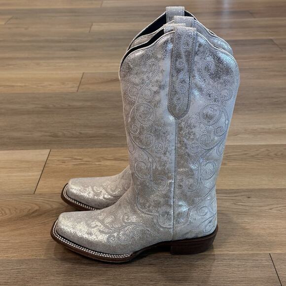 JB Dillon Reserve NWT Womens 8 Silver Glitter Embroidered Cowgirl Western Boots - Picture 4 of 15